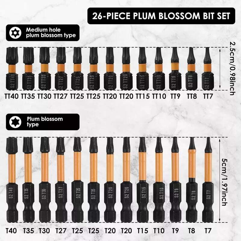 26pc Torx Security Bits - Tamper Resistant Design, Fits Safety Screws, 1/4" Hex​ gallery