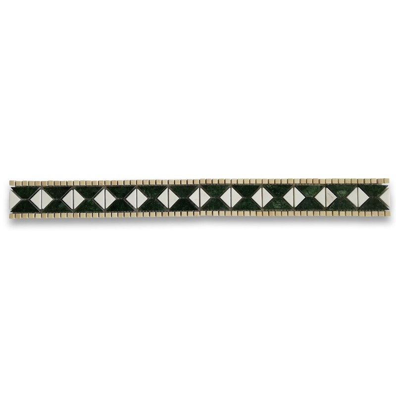 B0037P Marble Mosaic Border Listello Accent Tile Tahitian Green Polished gallery