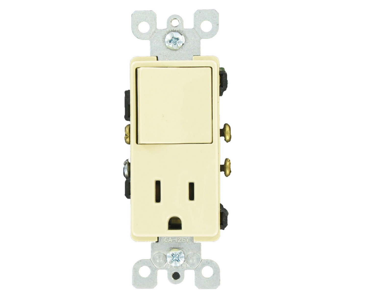 LOT 2 LEVITON DECORA IVORY COMBO SWS/OUTLET 15A 120V gallery