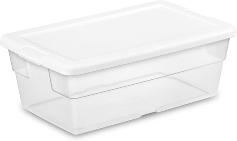 48-Pack Stackable Clear Storage Bins with Snap-On Lids for Home & Office