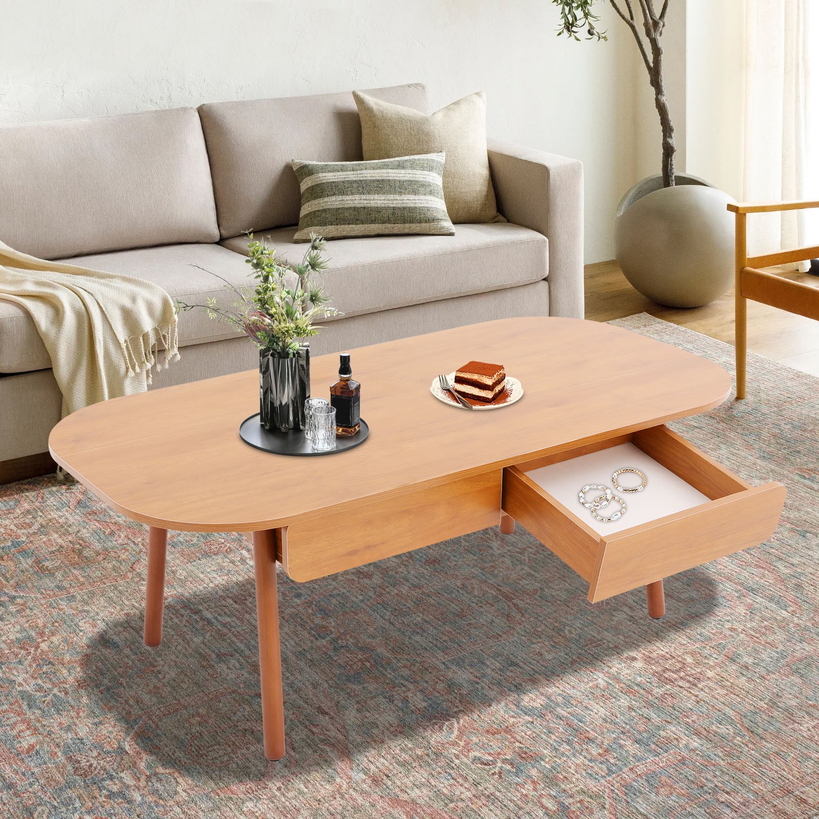 Max 220lbs Coffee Table W/Storage for Living Room Modern Coffee Table W/Drawer gallery