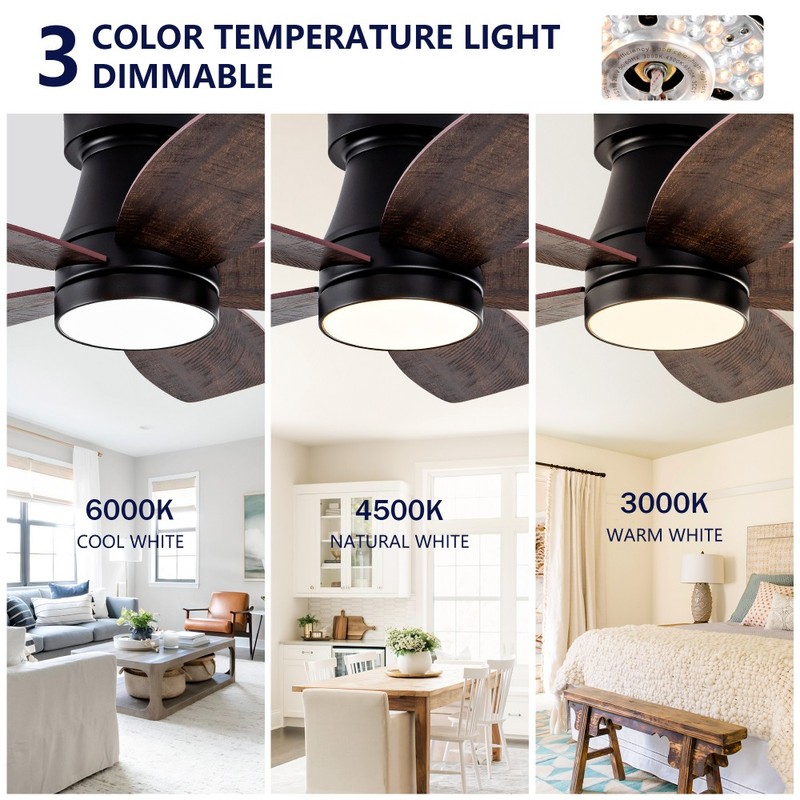 32 Inch Flush Mount Low Profile Ceiling Fan with Light Remote Control gallery