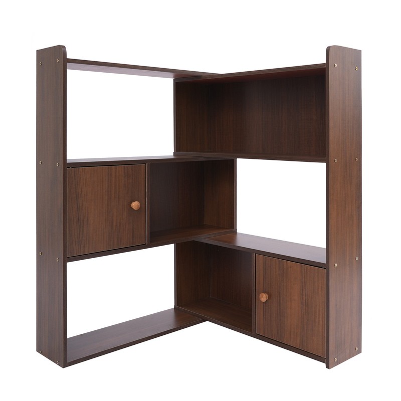 Stretchable Length 60-110cm Bookcase Modern Bookshelf W/Cabinet 3-Tier Bookshelf gallery