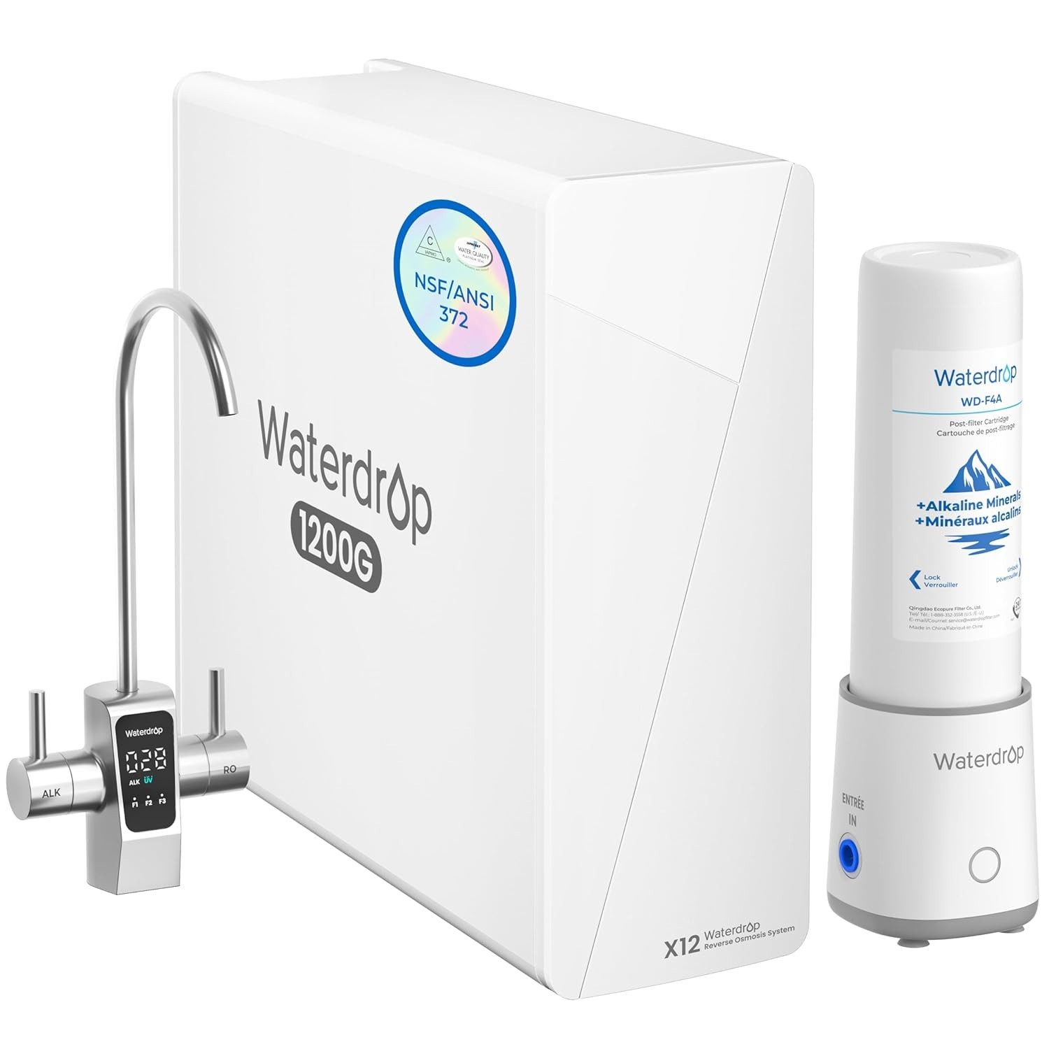 Waterdrop X12-Plus Dual Flow Reverse Osmosis Water Filter, Alkaline Mineral pH+ gallery