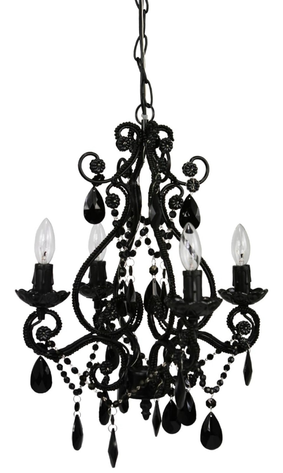 4-Bulb Gothic Plug-In or Hardwired Candelabra Chandelier, Black 14" x 14" x 17" gallery