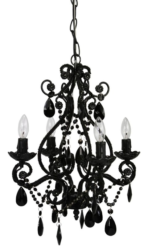 4-Bulb Gothic Plug-In or Hardwired Candelabra Chandelier, Black 14" x 14" x 17" gallery