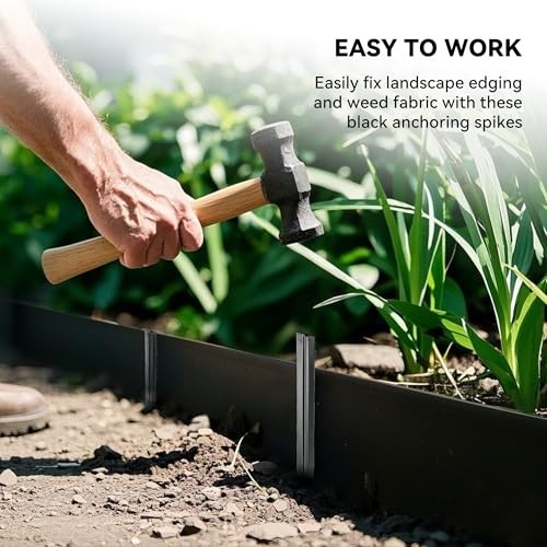 Landscape Edging Stakes, 26Pcs 8Inch Corrugated Metal 8 Inch-26Pcs Black gallery