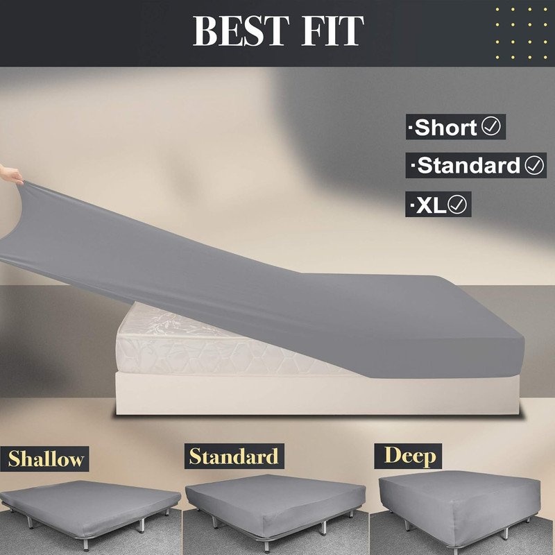 Queen Size Fitted Sheet Only - 4-Way Stretch Jersey Knit, Cozy T-Shirt Soft, Wri gallery