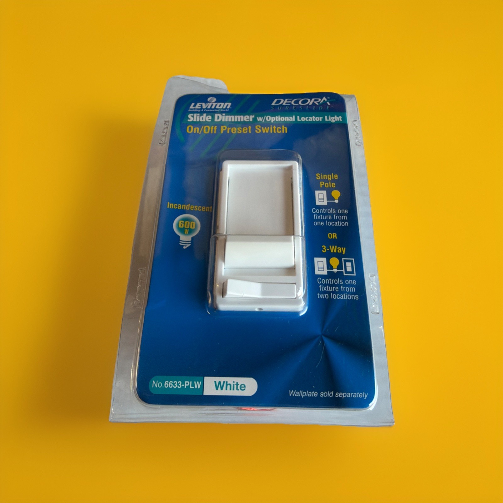 🔥 Leviton 6633-PLW Decora SureSlide Slide Dimmer Switch White ~ 1 Unit🔥 gallery