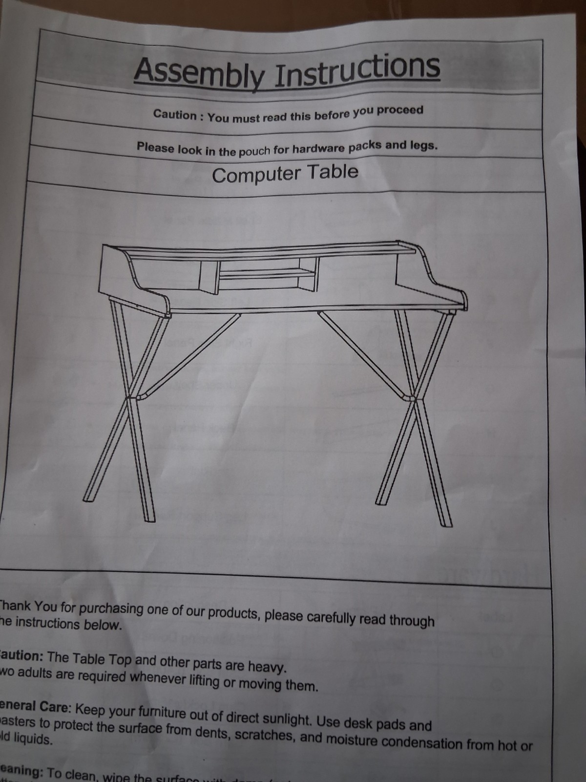 White Computer Table Desk, Metal & Oak, 55x30x40 in, Assembly Required gallery