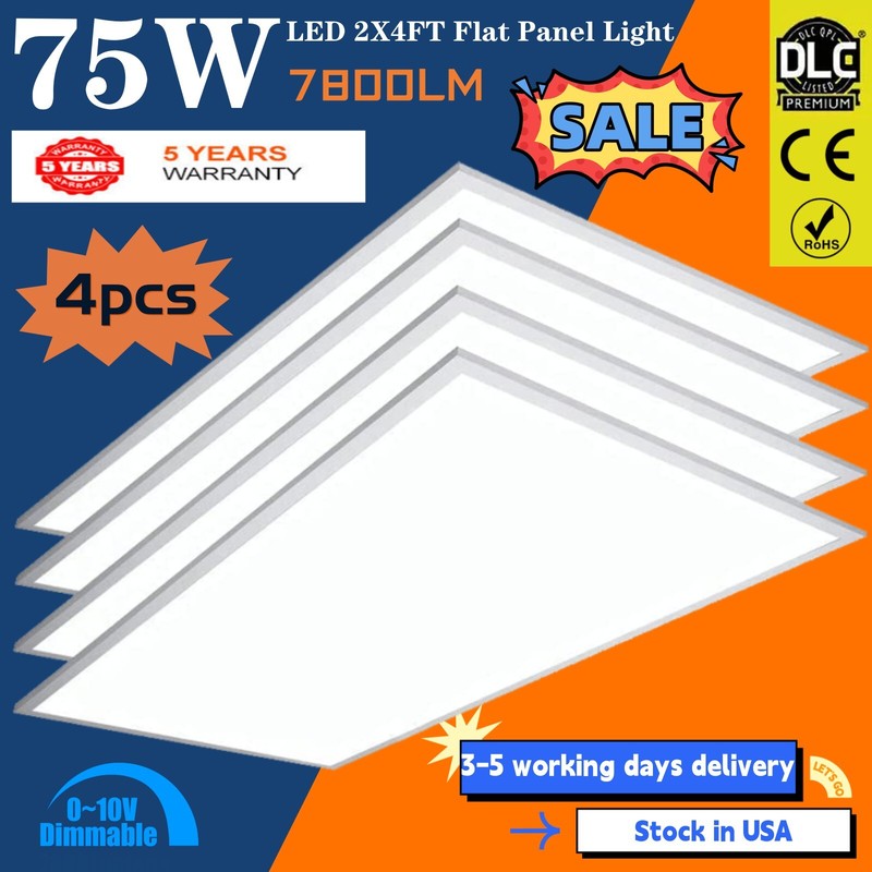 4PACK 75W 2x4Ft LED Flat Panel Light Drop-in Ceiling LED Light Office Fixture gallery