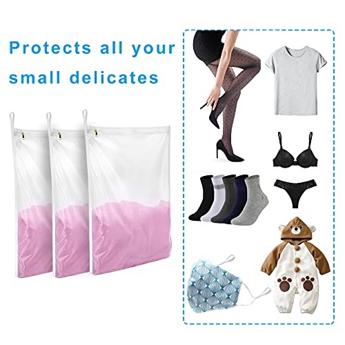 Delicates Laundry Bags, Fine Mesh Wash Bag for 3 set (3 Medium) White gallery