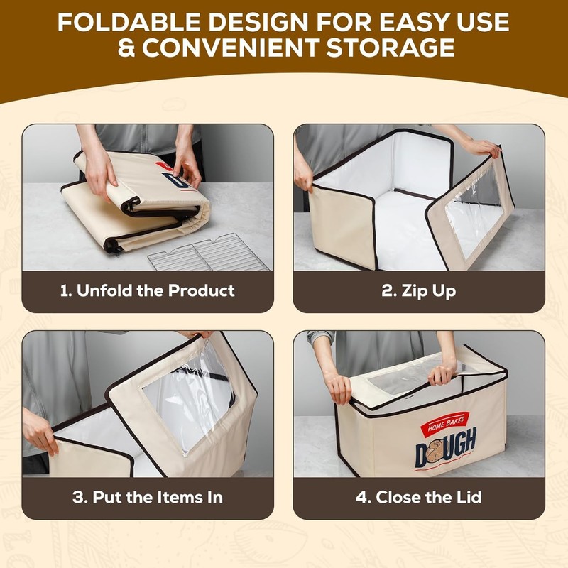 Folding Bread Proofing Box, 3-Sided Heating with Precise 68-104°F Temp Control, gallery