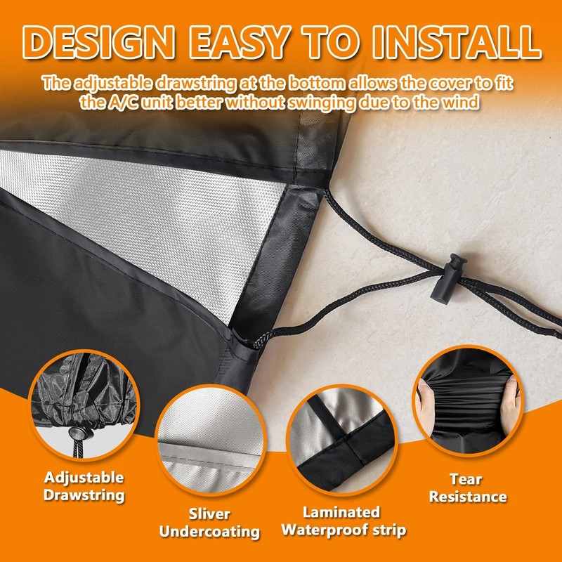 Air Conditioner Cover for Outside Units, Durable Fits 24W x 24D x 30H IN Cent... gallery