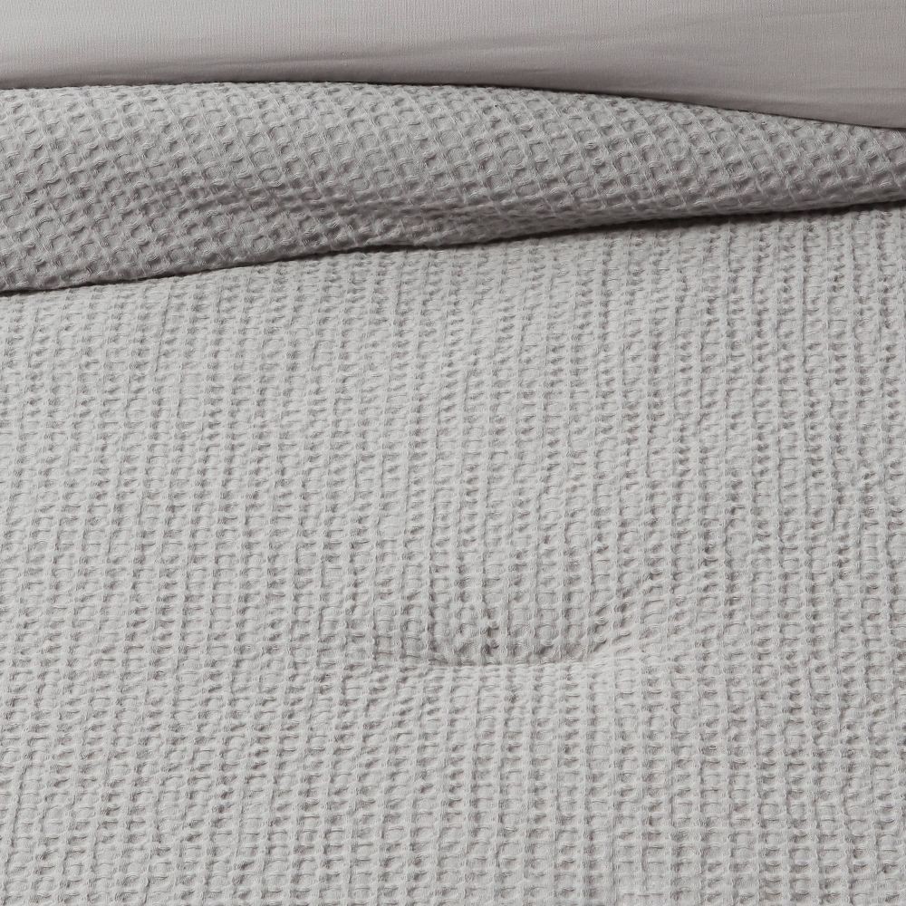 Twin/Twin Extra Long Washed Waffle Weave Comforter and Sham Set Dark Gray gallery