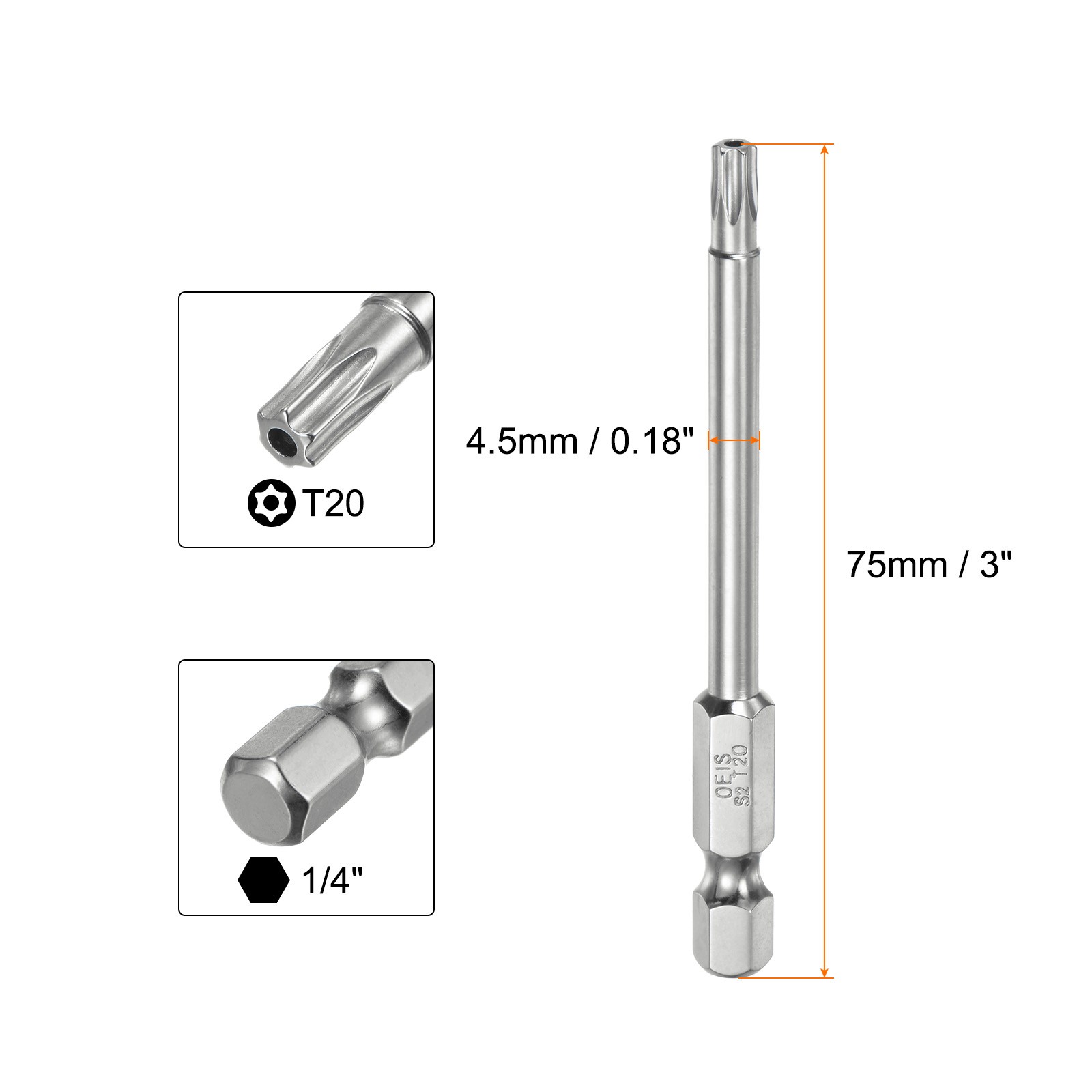 2pcs T20 Security Torx Bit 1/4" Hex Shank 3" Long Tamper Resistant Star Bits gallery