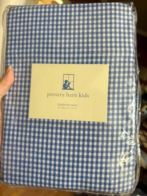 Pottery Barn Gingham Chambray Drapes Set 2 Blue 44x 84 Curtains Pair Kids New🦩