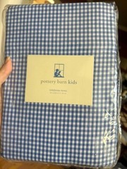 Pottery Barn Gingham Chambray Drapes Set 2 Blue 44x 84 Curtains Pair Kids New🦩