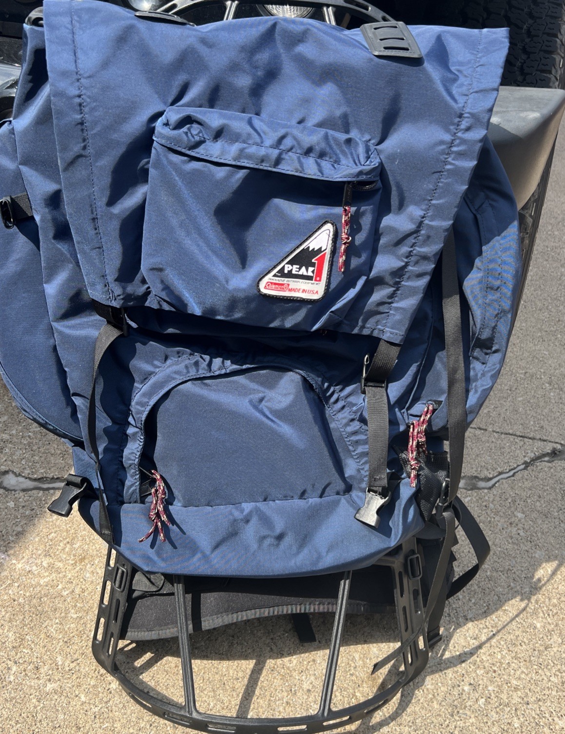 Coleman Peak 1 Hiking Backpack With Back Support Frame Blue Black