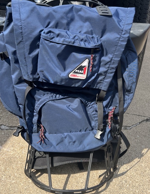 Coleman Peak 1 Hiking Backpack With Back Support Frame Blue Black