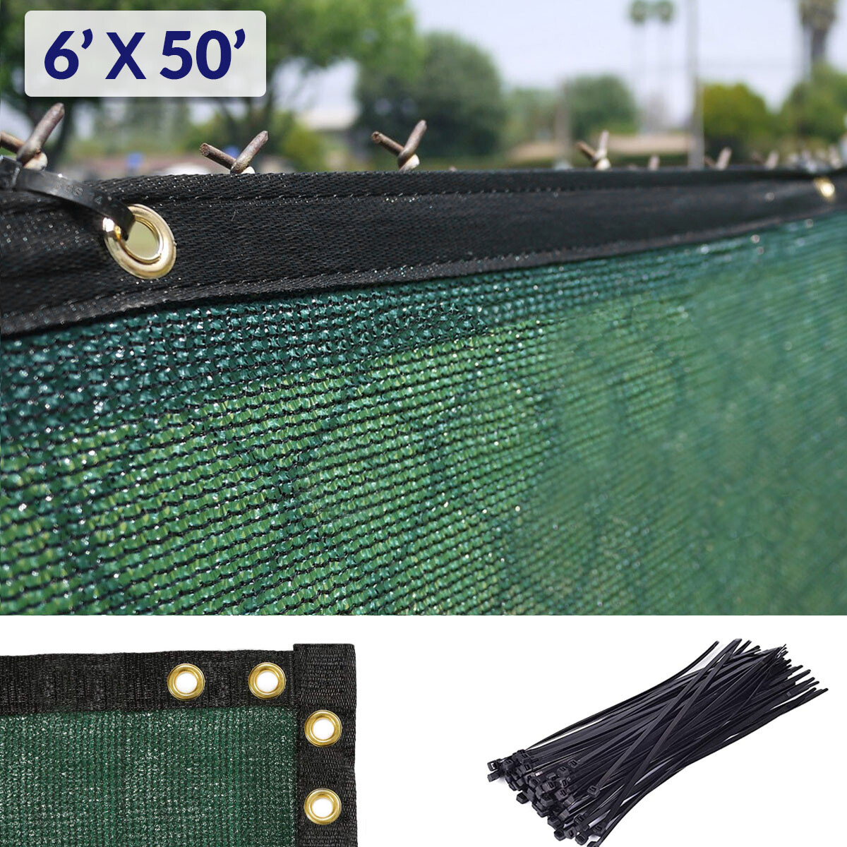 6'x50' Green Fence Privacy Screen, Backyard Shade Mesh Tarp Garden Windscreen gallery