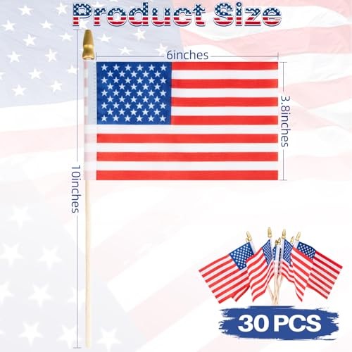 30PCS Small American Flags on Stick – 4x6 Inch for Outside – Outdoor Use gallery
