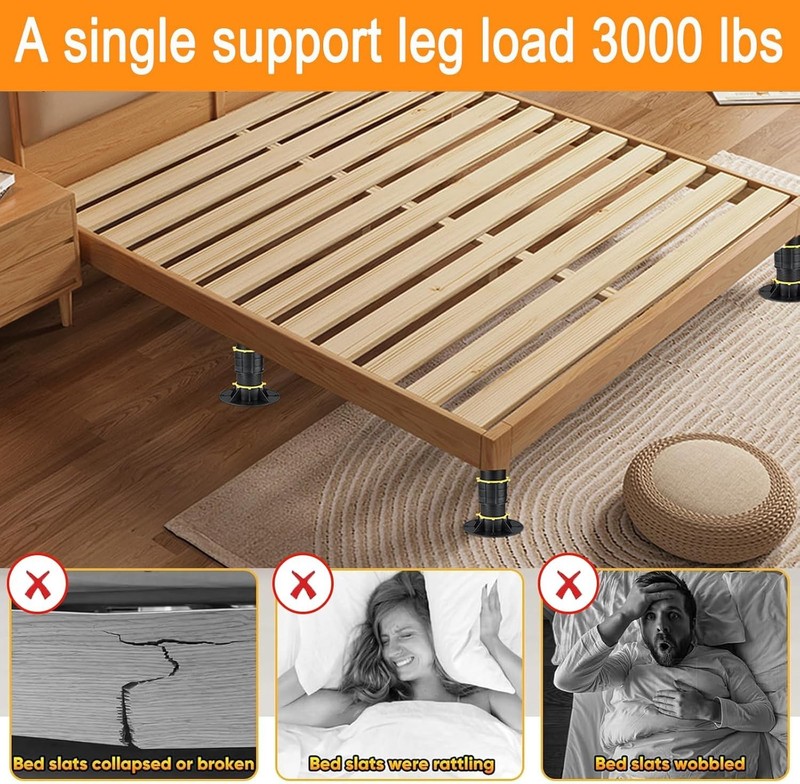 4 Pcs Adjustable Height Bed Support Legs 8.5-14.17 inch gallery