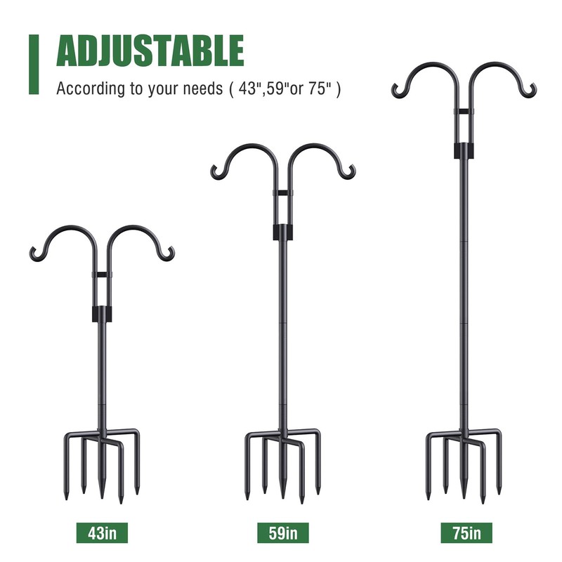 Bird Feeder Pole - Adjustable Double Shepherds Hooks for Bird Feeder with 5 P... gallery