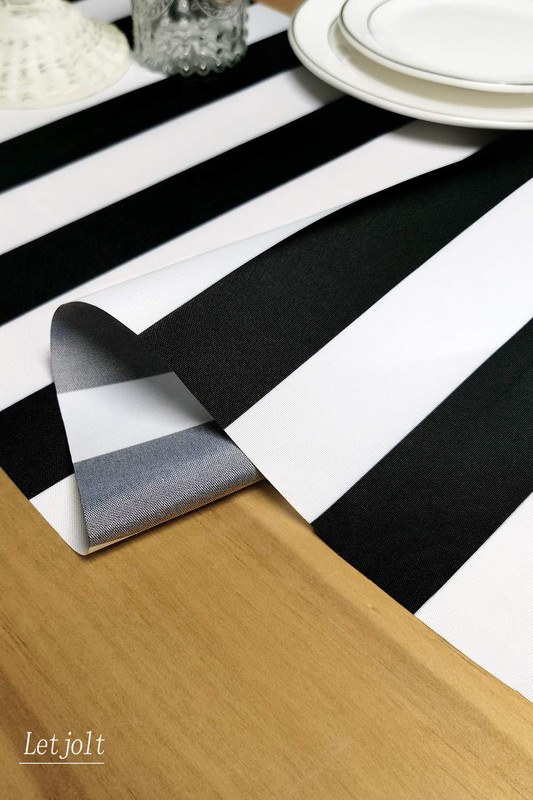Black and White Striped Pattern Table Runner 12x72 Inches for Anniversary gallery