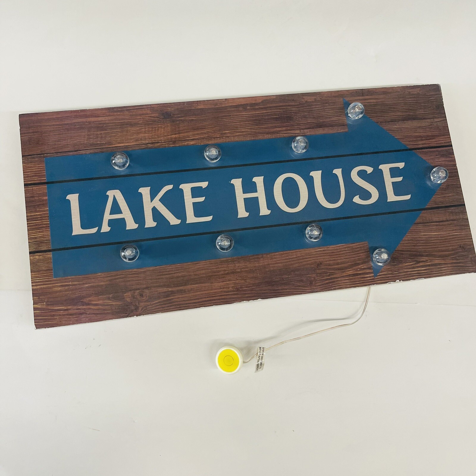 18x9 in Lake House Reactangle SIGN ARROW Light Up Marquee Wooden Yellow Light gallery