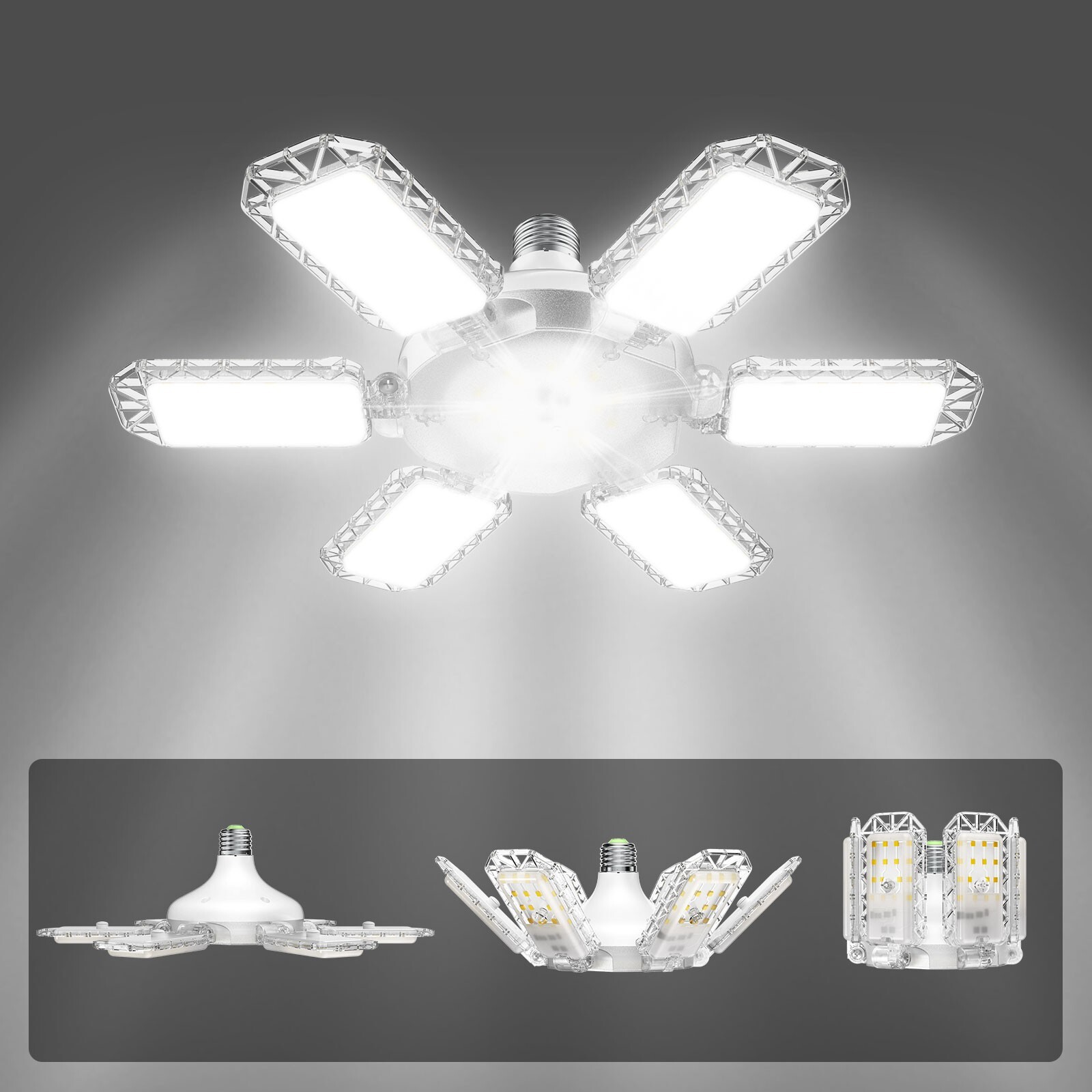 300/600W LED Garage Light Deformable Super Bright Work Shop Ceiling Light Bulb gallery