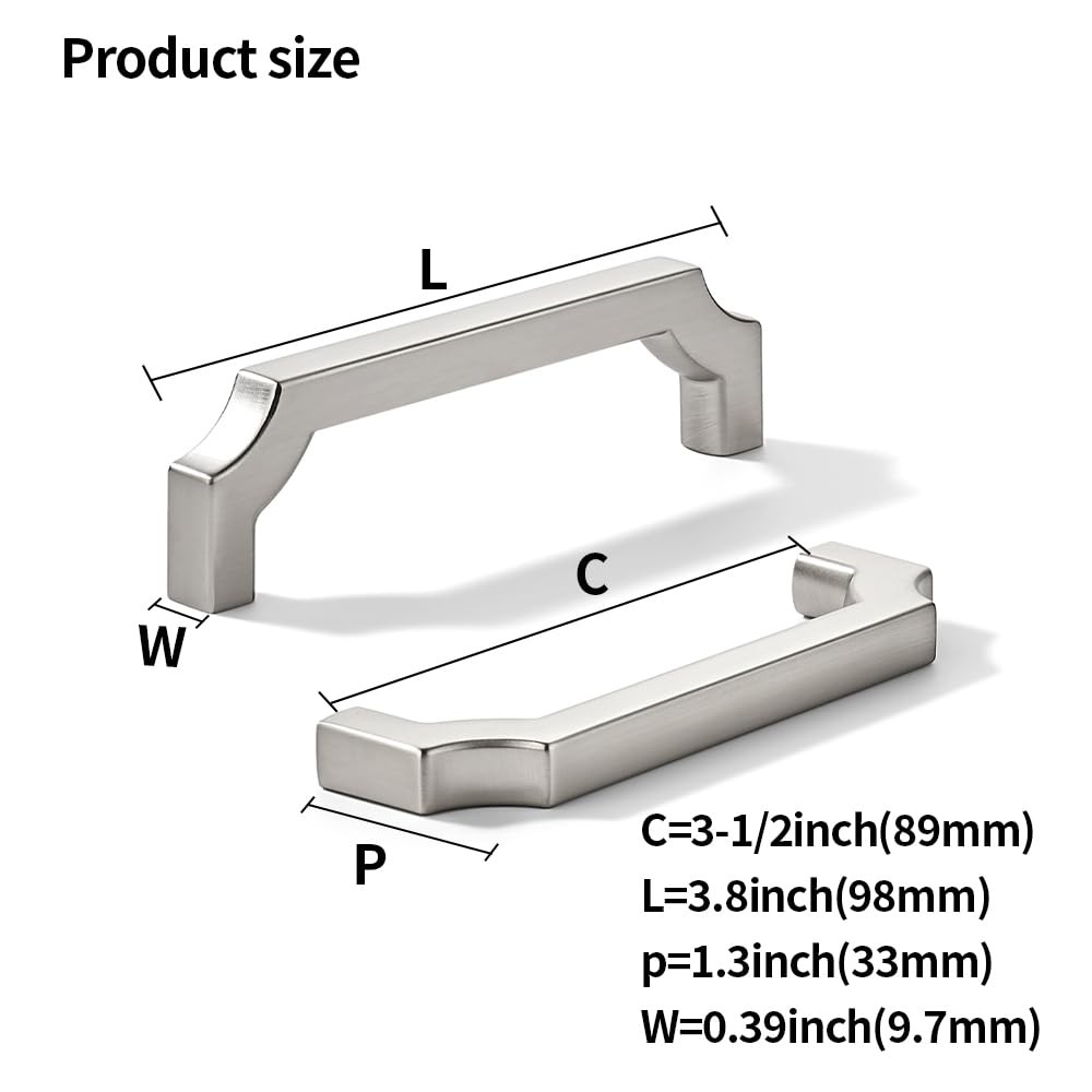 10-Pack 3-1/2 Inch Square Brushed Satin Nickel Cabinet Pulls Zinc Alloy gallery