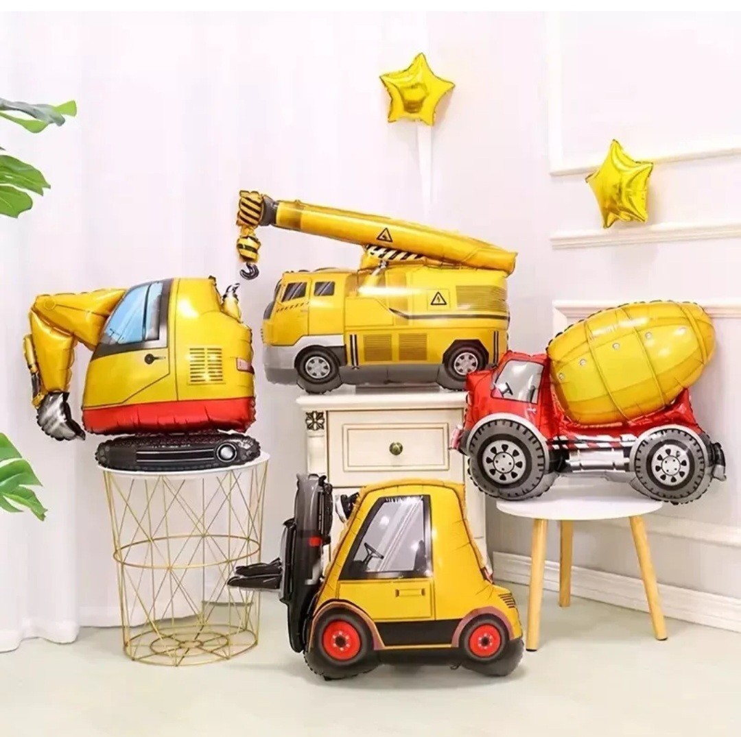 4 Construction Vehicle Novelty Balloon, Child's Birthday Party: Digger Fork Lift gallery