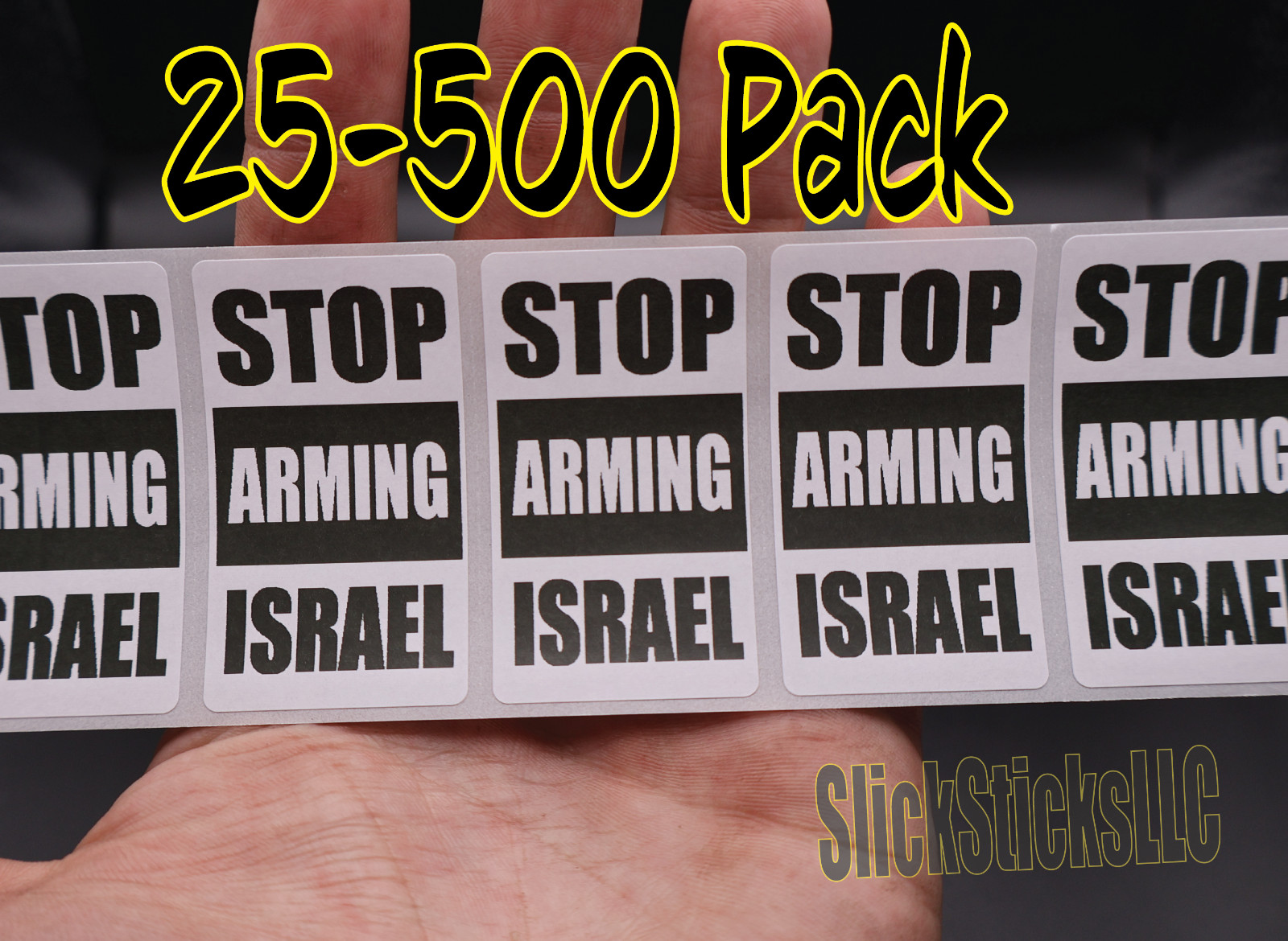 "STOP ARMING ISRAEL" 25-500 Pack stickers bulk labels free Palestine end war gallery
