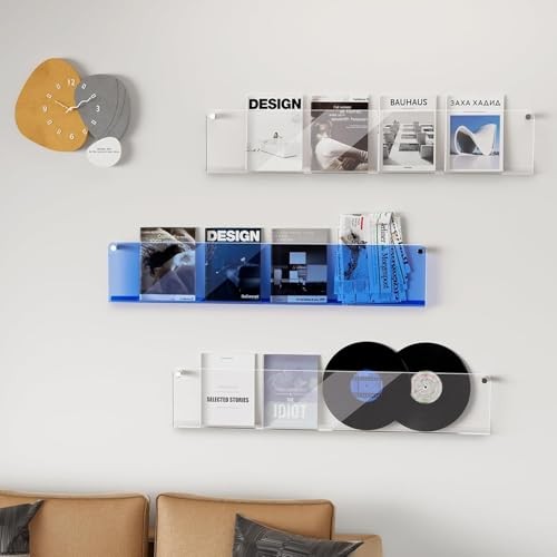 2-Pack Acrylic Magazine Holder Brochure Holder, 17" Record Holder 17 Inch Blue gallery
