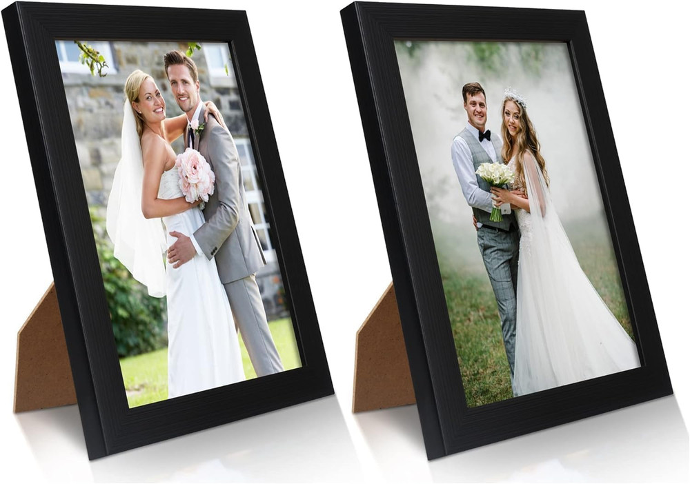 PECULA 2 Pack 4X6 Frames, Black Wall & Tabletop Display, Clear Photo Frame