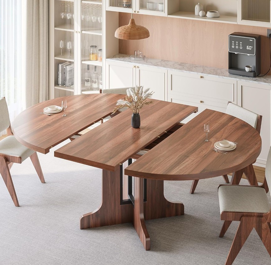 Round Oval Extendable Wood Dining Table for 6 Mesa Comedor Redonda Extensible gallery