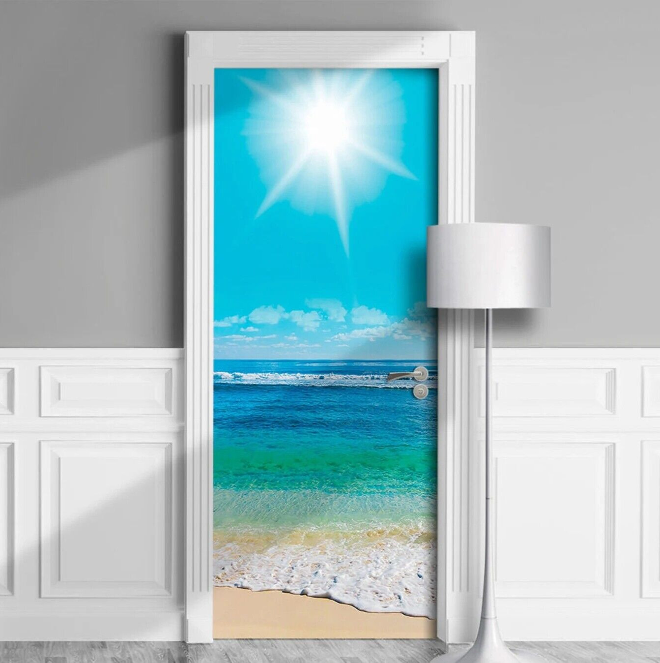 Door Mural Ocean Beach, Wrap, Cover, Single Laminated Vinyl Sticker gallery
