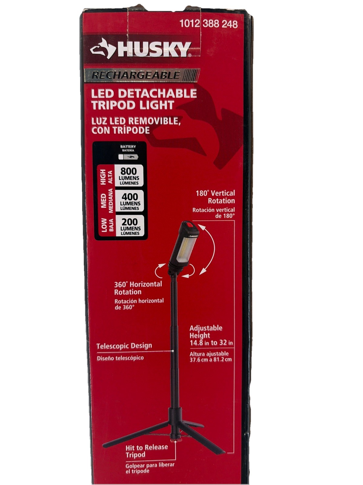 HUSKY 800 Lumen LED Work Light Rechargeable Detachable Tripod 4 Modes 18 Hr Batt gallery