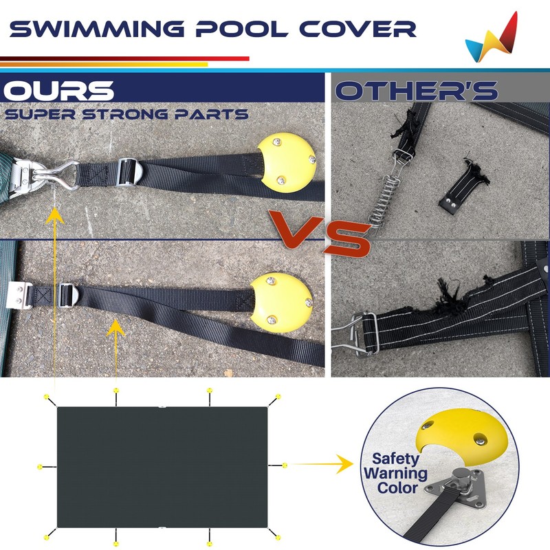 Wire Rope Rectangular Inground Swimming Pool Winter Cover Pool Safety-Green gallery