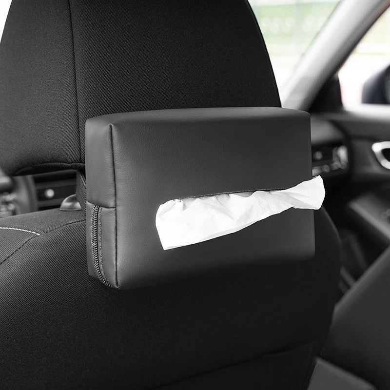1PCS Universal Car Tissue Box PU Leather car storage and organization USA gallery