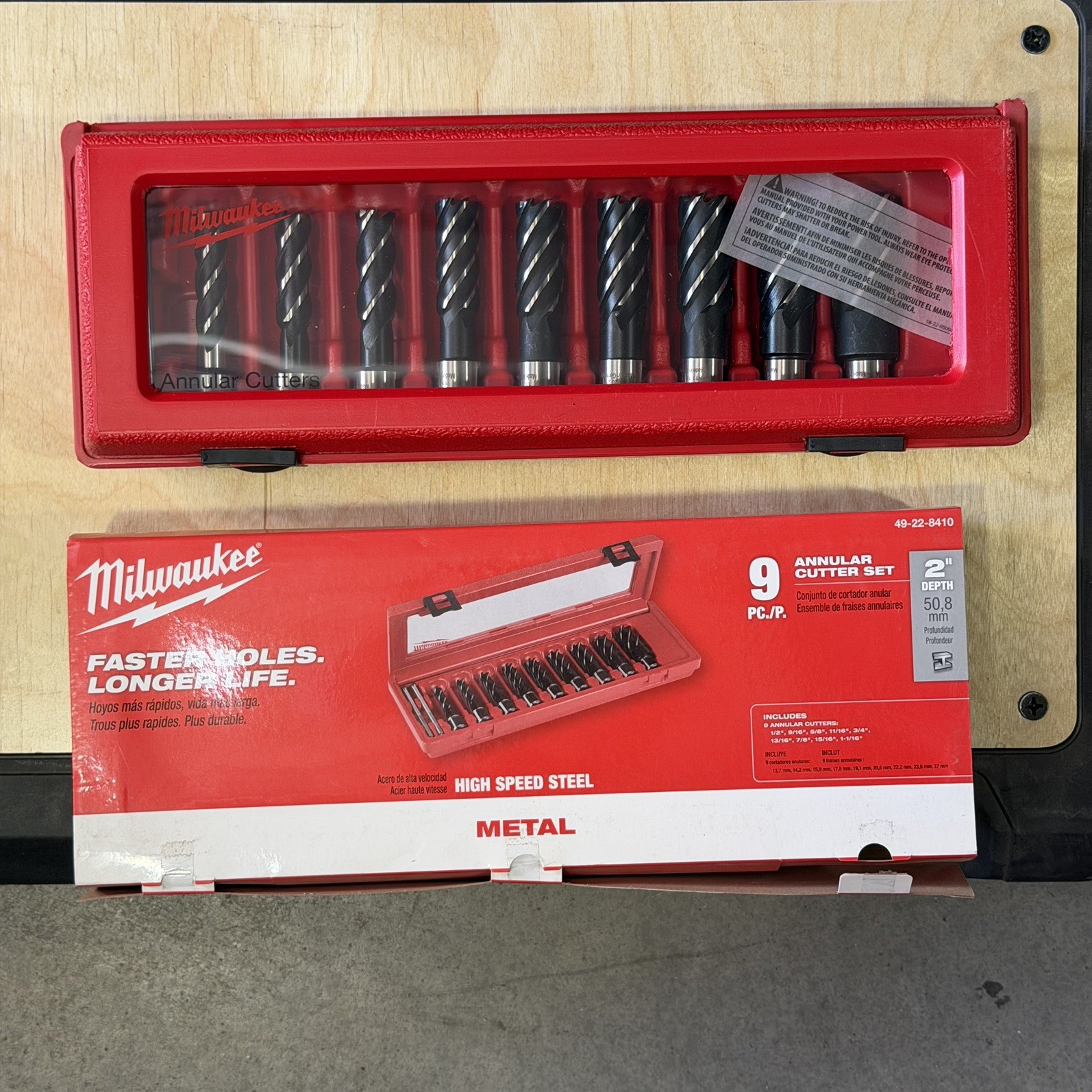 49-22-8410 Milwaukee Annular Cutter Kit Set of 9 Cutters 1/2" to 1-1/16" gallery