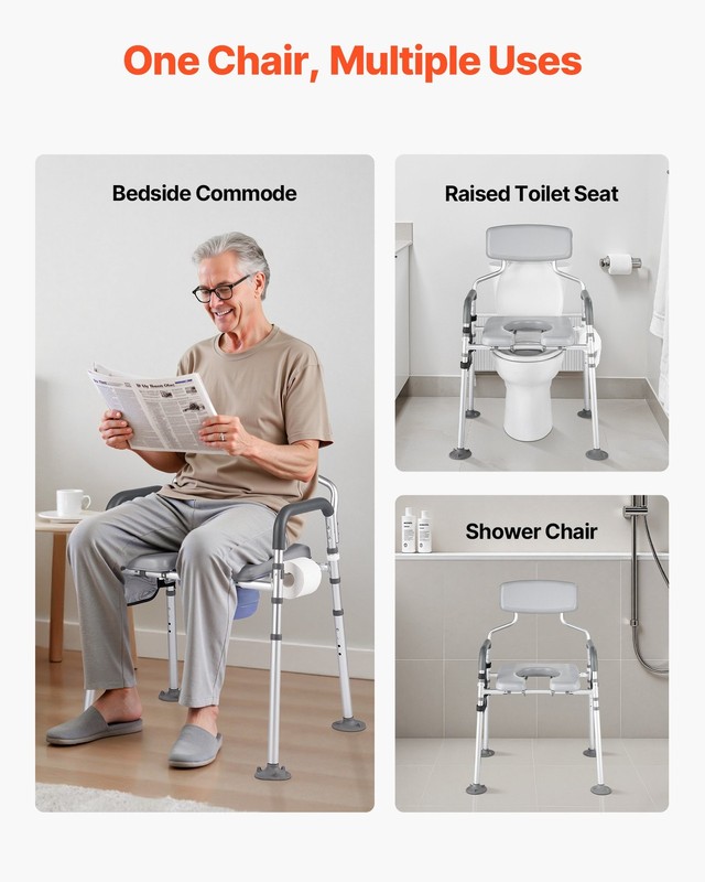 Bedside Commode Chair, 500 lbs Capacity, 4-in-1 Portable Toilet and Raised Toile gallery