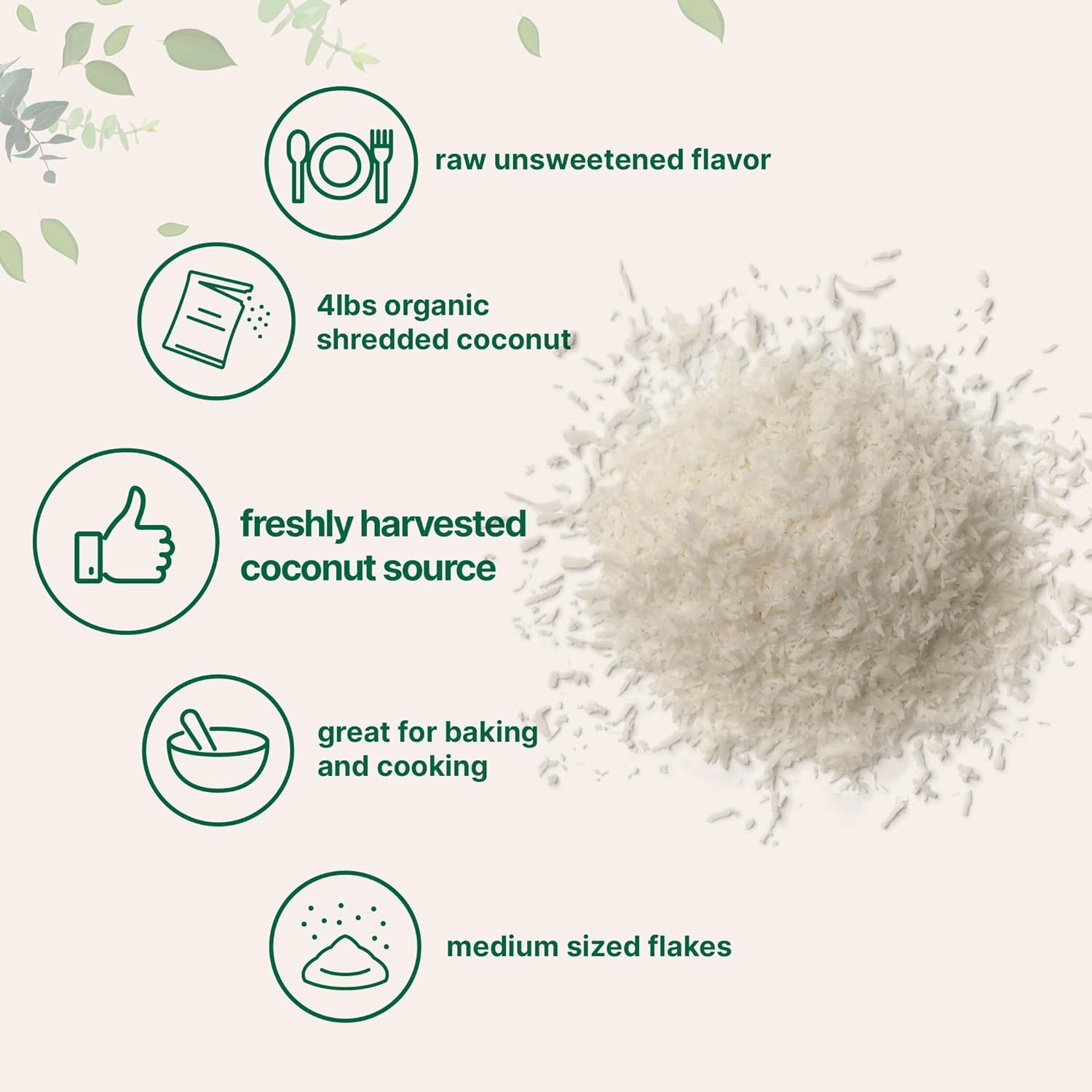 Micro Ingredients Organic Shredded Coconut Flakes, 4Lbs, Raw, Unsweetened Flavor gallery