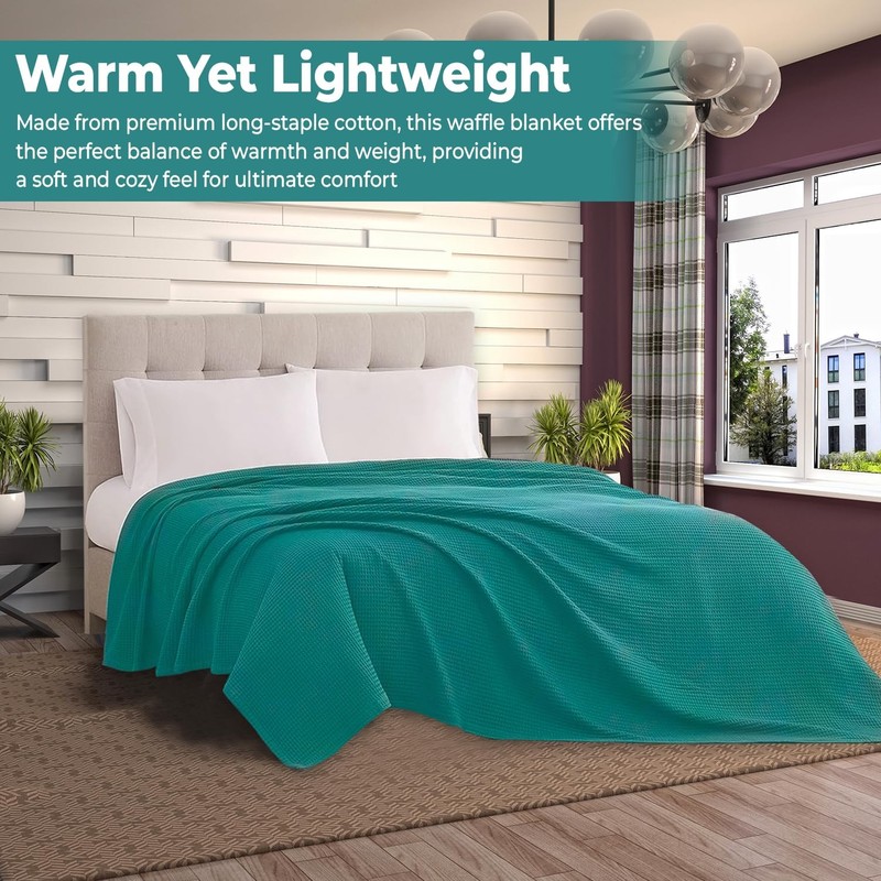 100% Cotton Blankets Queen Size for Bed - Waffle Weave Blankets for Summer, L... gallery