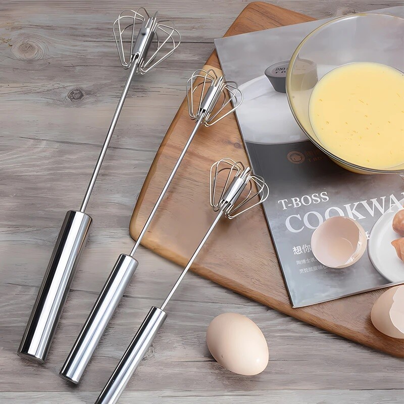 Semi-Automatic Egg Whisk Hand Push Egg Beater Stainless Steel Blender Mixer Whis gallery