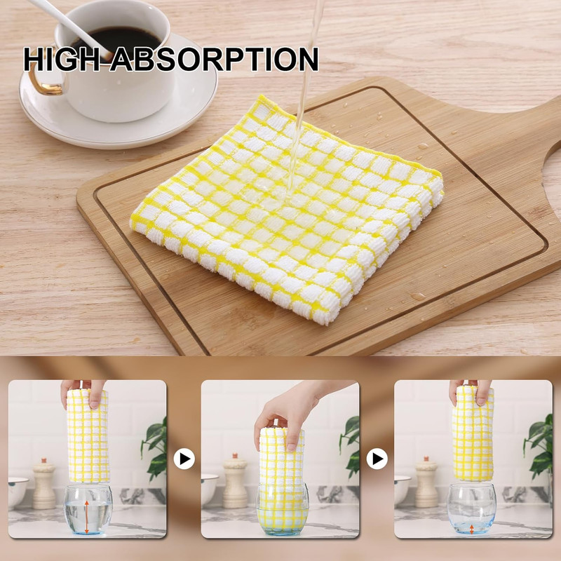 Cotton 8 Pack Terry Kitchen Dish Cloths, 12 X 12 Inches Super Soft and Absorbent gallery