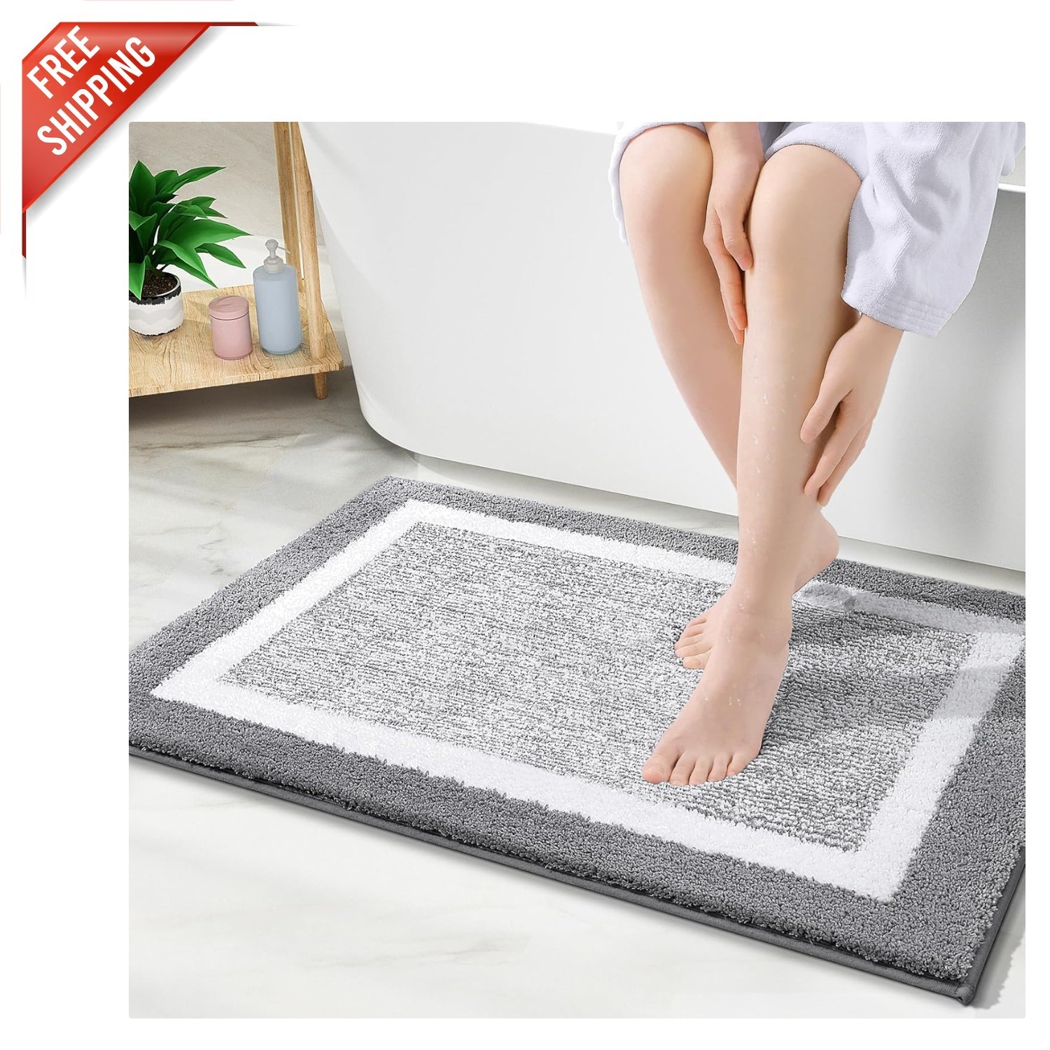 Geometric Design Bath Rug 30"x20" - Luxury Microfiber, Absorbent & Durable gallery
