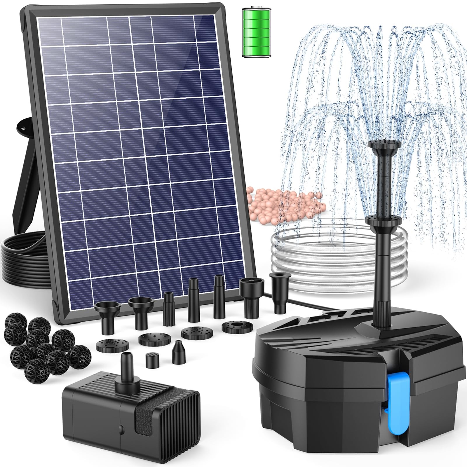 8W Solar Pond Filter with 3600mAh Battery Backup and Water Pump for Gardens gallery