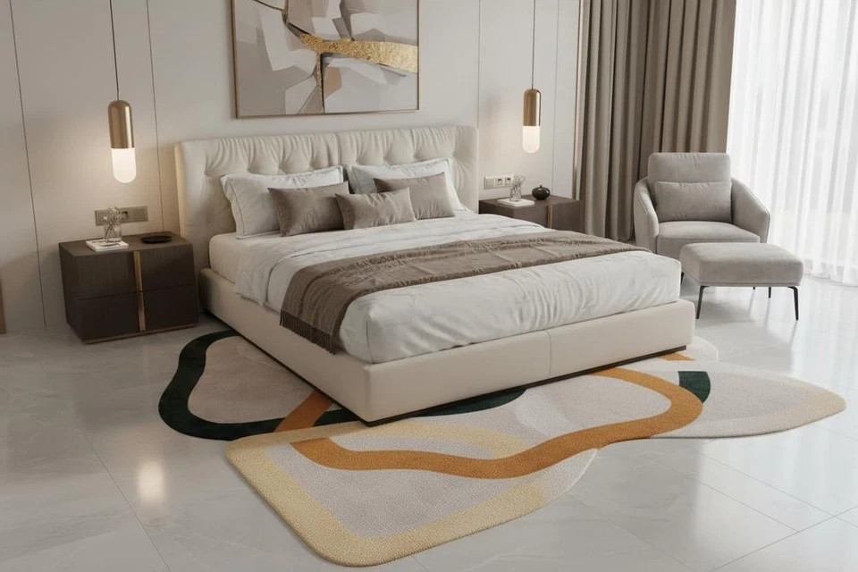 Hand-Tufted Wool Rug 5×8 ft – Irregular Abstract Multi-Color Design Carpet gallery